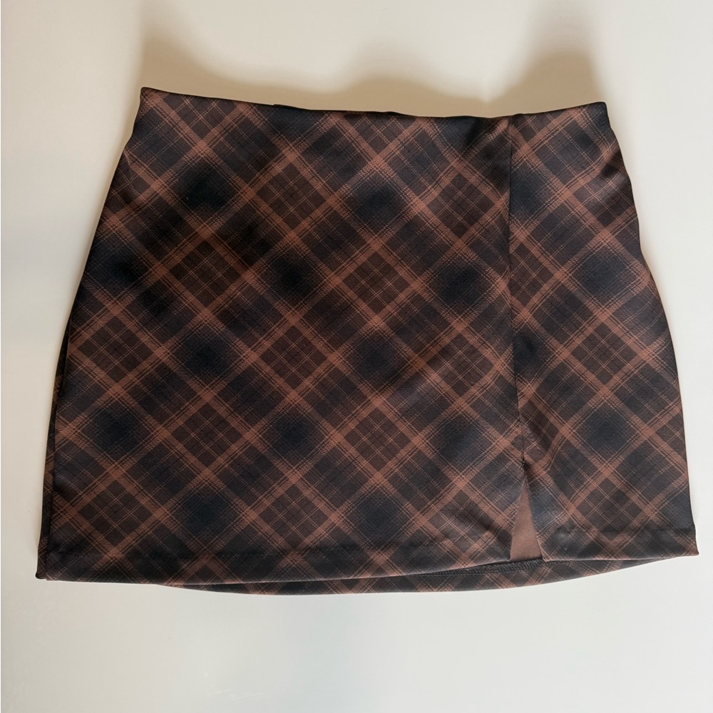 Plaid Brown Mini Skirt